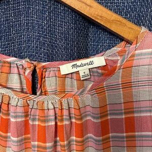 Madewell Plaid Cotton Poplin Top Size Small